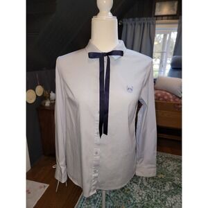 Women's E. LAND Light Blue Cotton Button-up (IMPORTED) Size 160/84A / U.S. Small